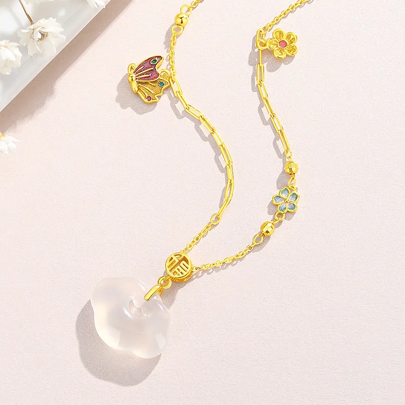 CHINA GOLD Chalcedony Necklaces Women's-3