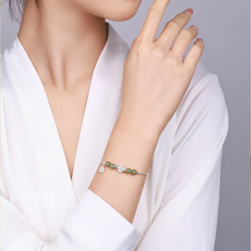 CHINA GOLD Hetian Jade Bracelets Pale Greenish White Jade Women's-3
