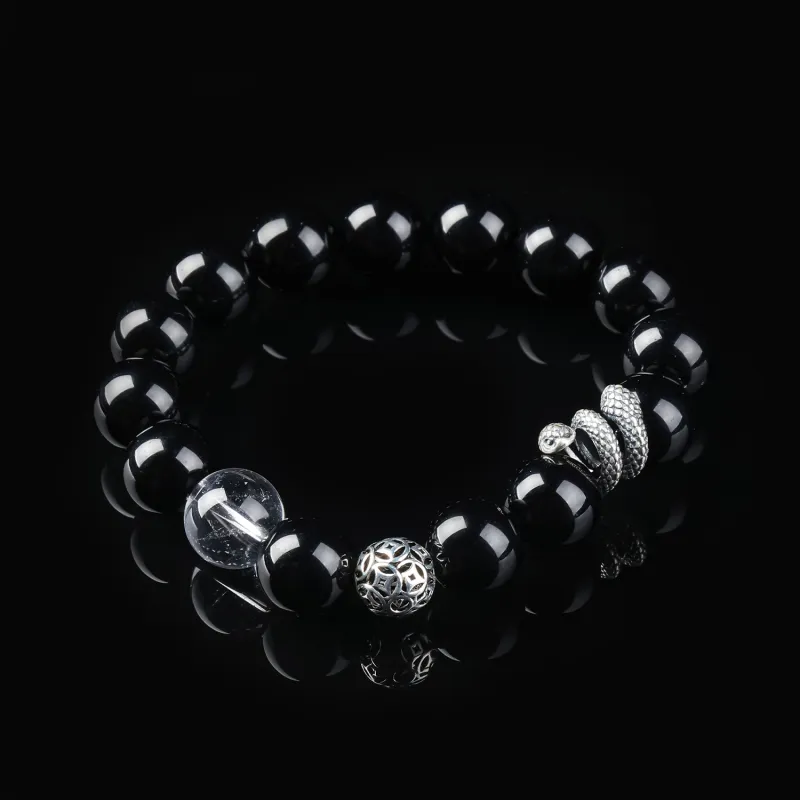 CHINA GOLD Natural Obsidian Bracelets Unisex-1