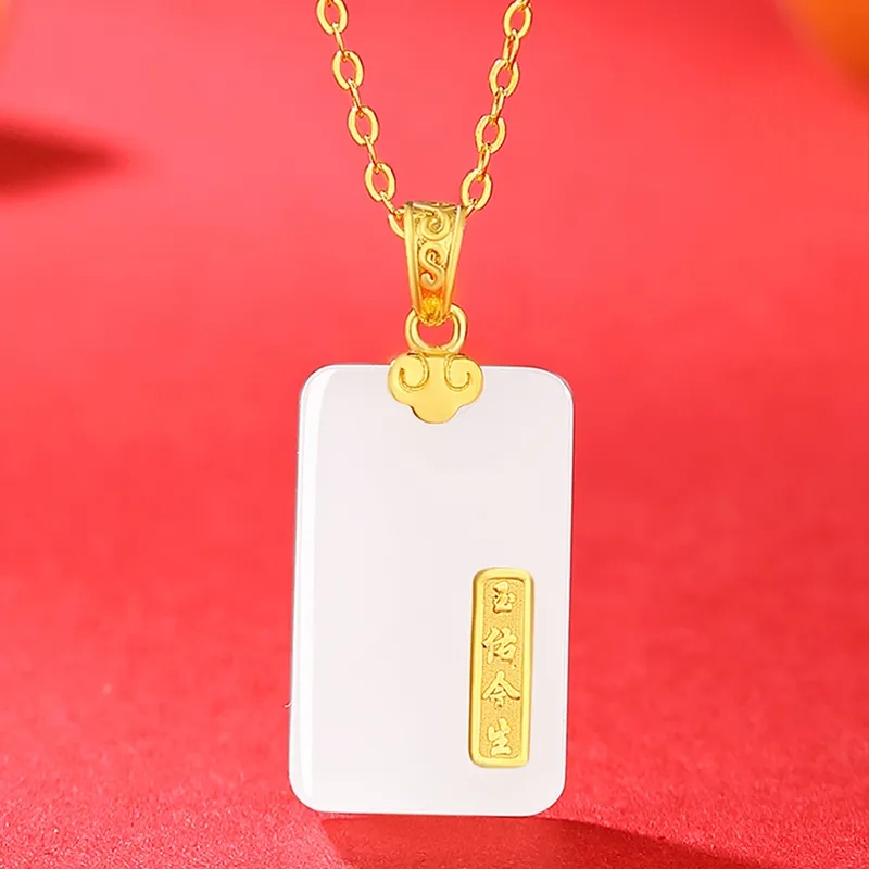 CHINA GOLD Hetian Jade Necklaces White Jade/Pale Greenish White Jade Women's-1