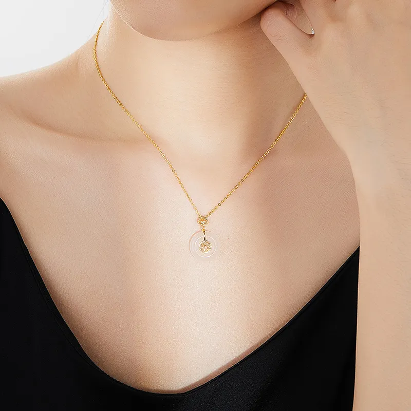 CHINA GOLD Chalcedony Jade Necklaces Women's-4