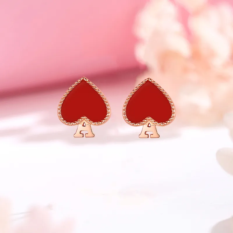 CHINA GOLD Agate Stud Earrings Women's-2
