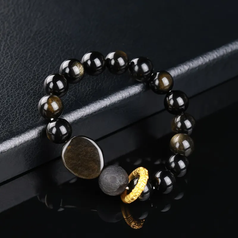 CHINA GOLD Natural Obsidian Bracelets Unisex-2