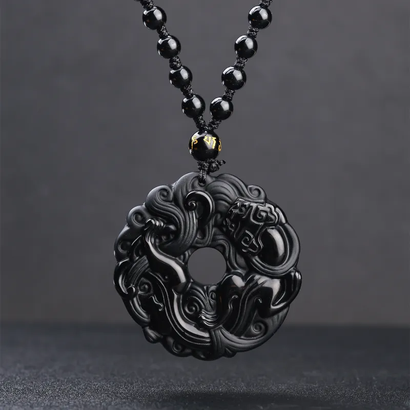 CHINA GOLD Natural Obsidian Necklaces Unisex-1
