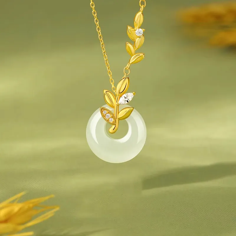 CHINA GOLD Hetian Jade Necklaces White Jade/Pale Greenish White Jade Women's-1
