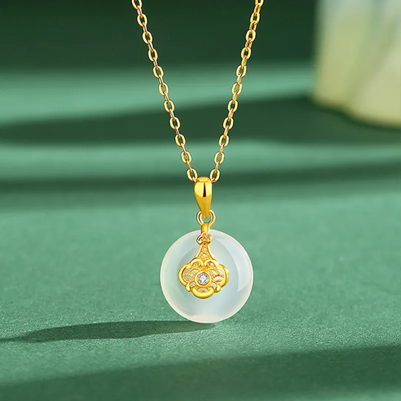 CHINA GOLD Chalcedony Jade Necklaces Women's-5