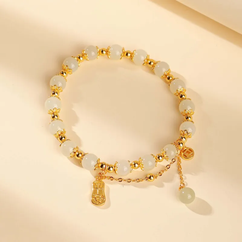 CHINA GOLD Hetian Jade Bracelets Pale Greenish White Jade Women's-2