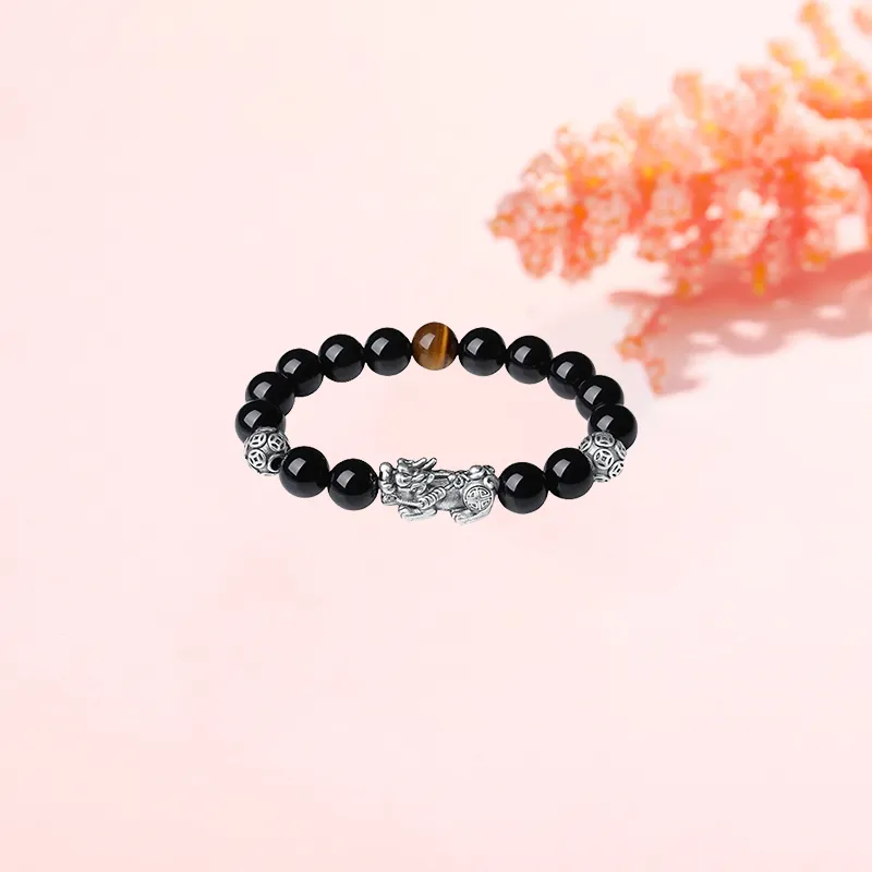 CHINA GOLD Obsidian Jade Bracelets Men's-3