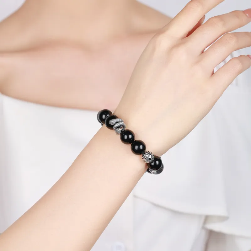 CHINA GOLD Natural Obsidian Bracelets Unisex-4
