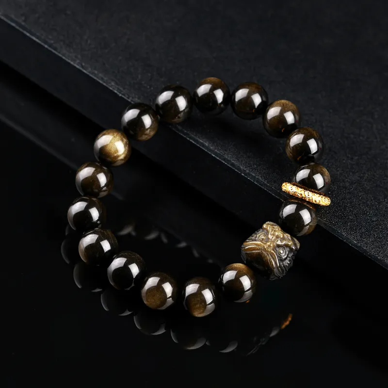 CHINA GOLD Natural Obsidian Bracelets Unisex-1
