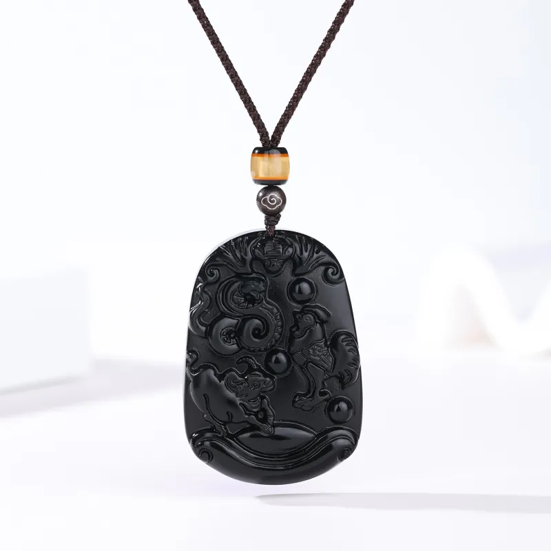 CHINA GOLD Natural Obsidian Necklaces Unisex-1