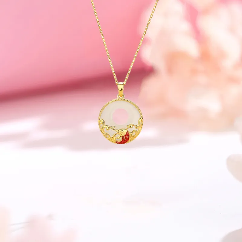 CHINA GOLD Chalcedony Jade Necklaces Women's-2