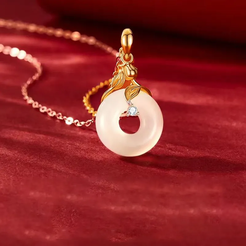 CHINA GOLD Hetian Jade Necklaces White Jade/Pale Greenish White Jade Women's-1