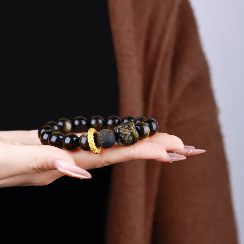 CHINA GOLD Obsidian Bracelets Unisex-4