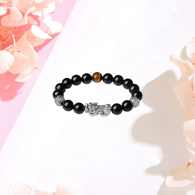 CHINA GOLD Obsidian Jade Bracelets Men's-1