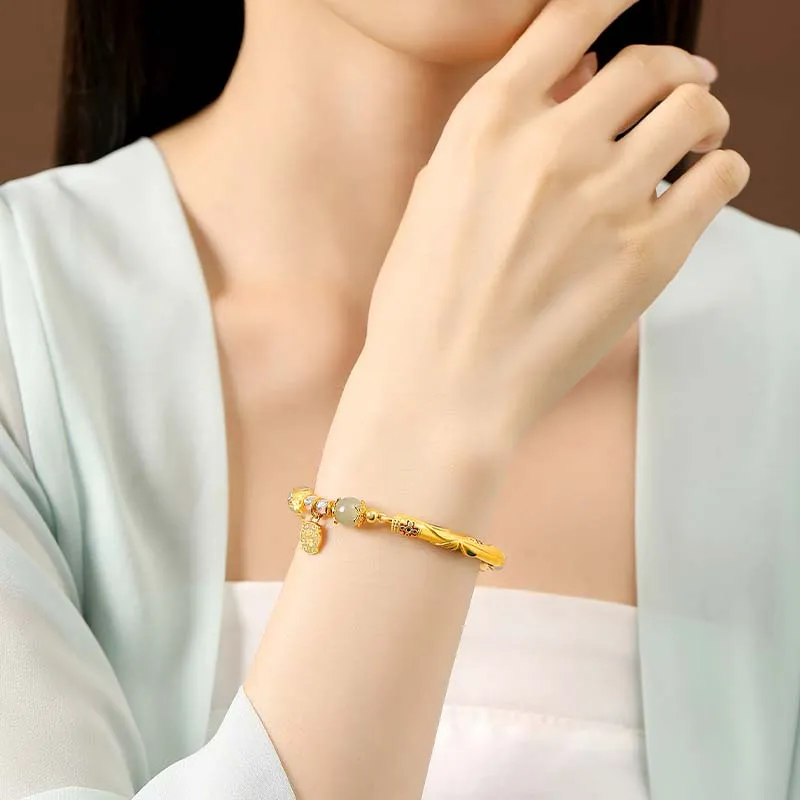 CHINA GOLD Hetian Jade Bangles Pale Greenish White Jade Women's-1