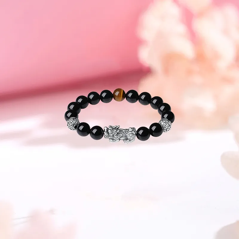 CHINA GOLD Obsidian Jade Bracelets Men's-2