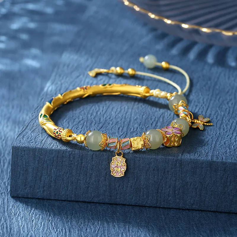 CHINA GOLD Hetian Jade Bangles Pale Greenish White Jade Women's-2