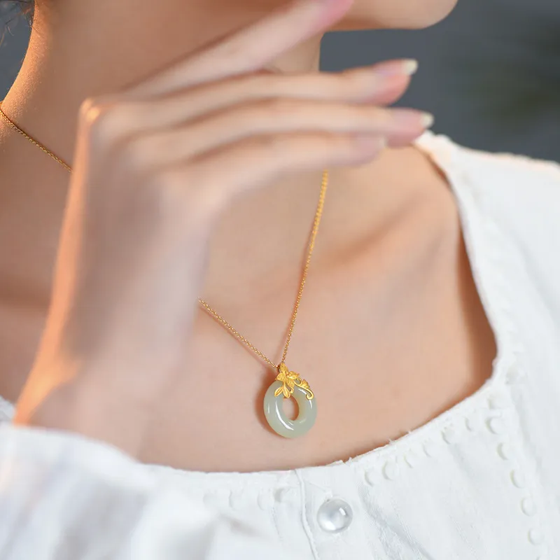 CHINA GOLD Hetian Jade Necklaces White Jade/Pale Greenish White Jade Women's-5