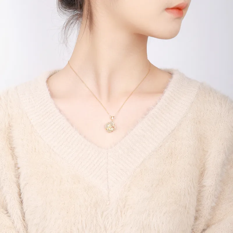 CHINA GOLD Hetian Jade Necklaces Pale Greenish White Jade Women's-5