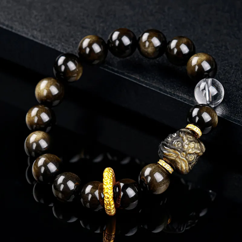 CHINA GOLD Natural Obsidian Bracelets Unisex-1