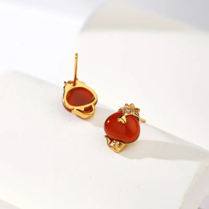 CHINA GOLD Agate Earrings Women's-2
