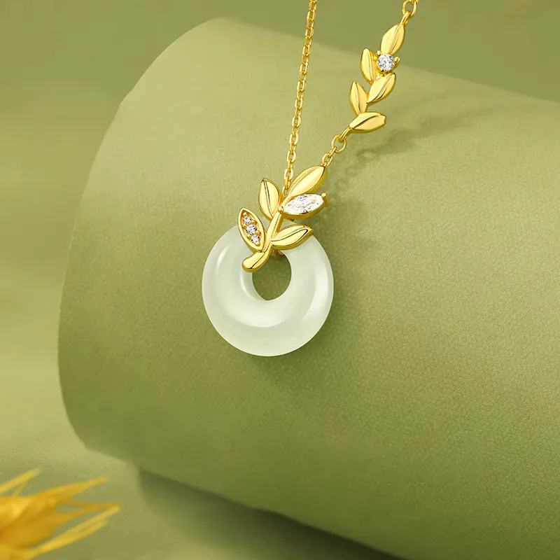 CHINA GOLD Hetian Jade Necklaces White Jade/Pale Greenish White Jade Women's-2
