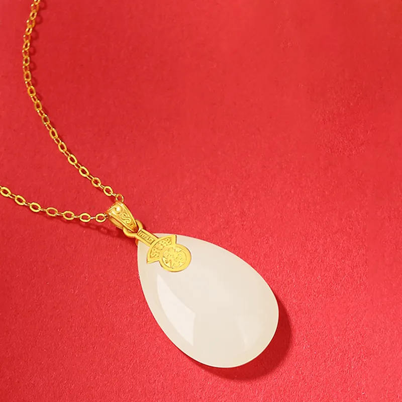 CHINA GOLD Hetian Jade Necklaces White Jade/Pale Greenish White Jade Women's-2