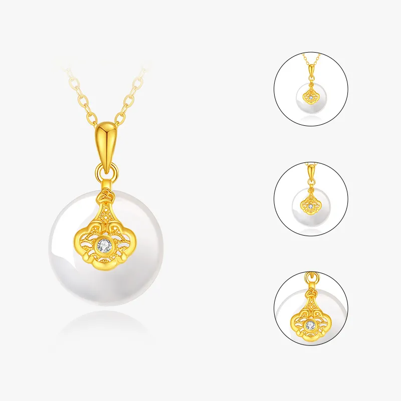 CHINA GOLD Chalcedony Jade Necklaces Women's-4
