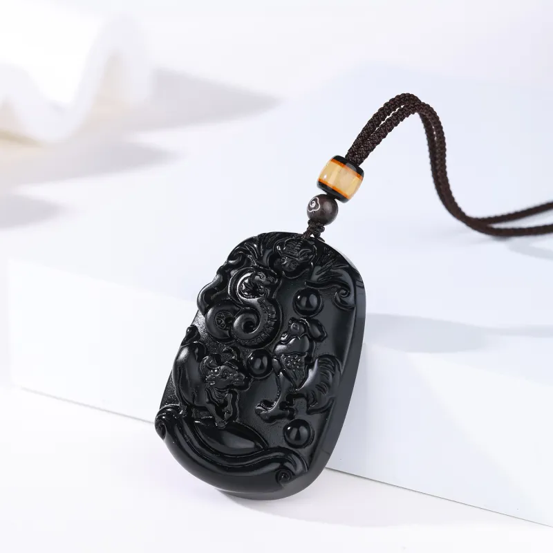 CHINA GOLD Natural Obsidian Necklaces Unisex-2