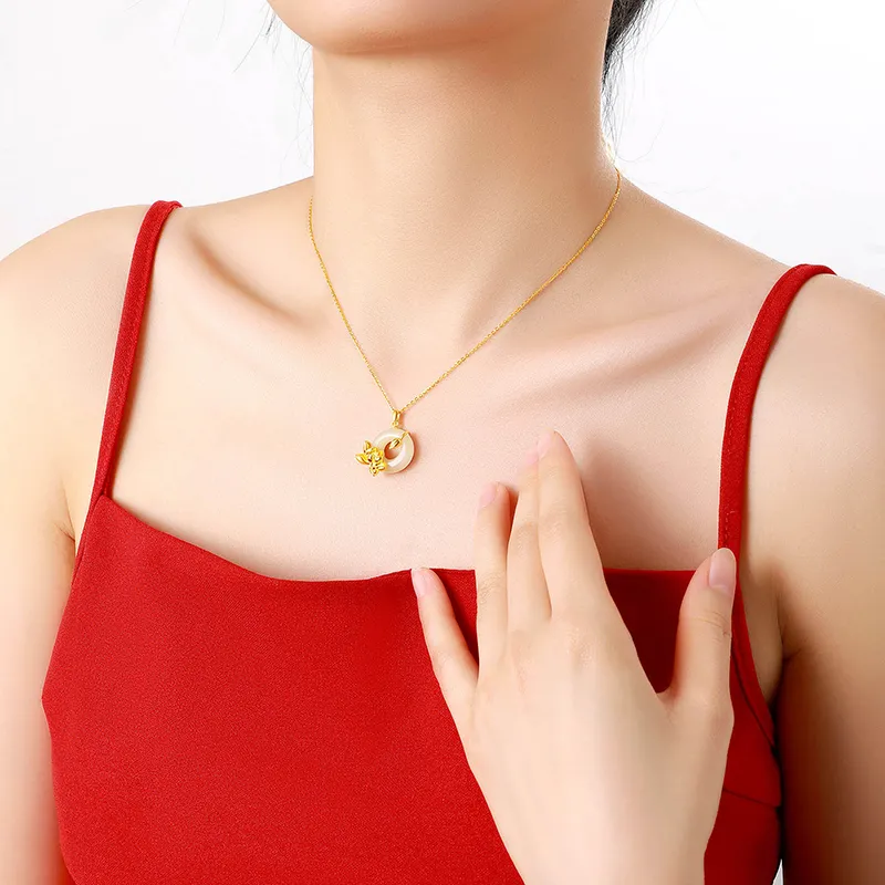 CHINA GOLD Chalcedony Necklaces Women's-5