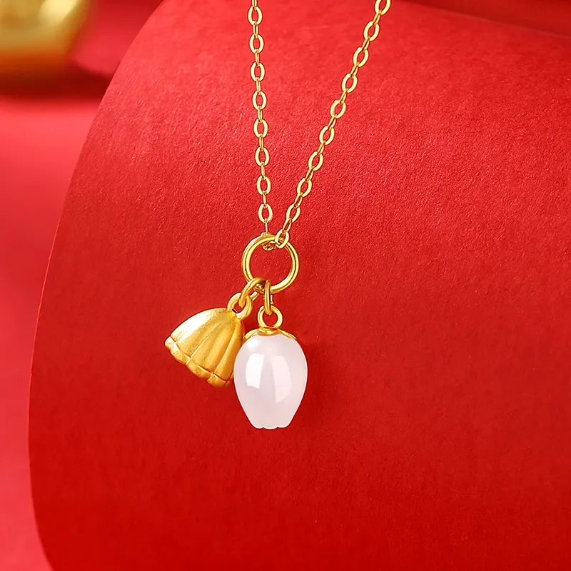 CHINA GOLD Hetian Jade Necklaces White Jade/Pale Greenish White Jade Women's-2