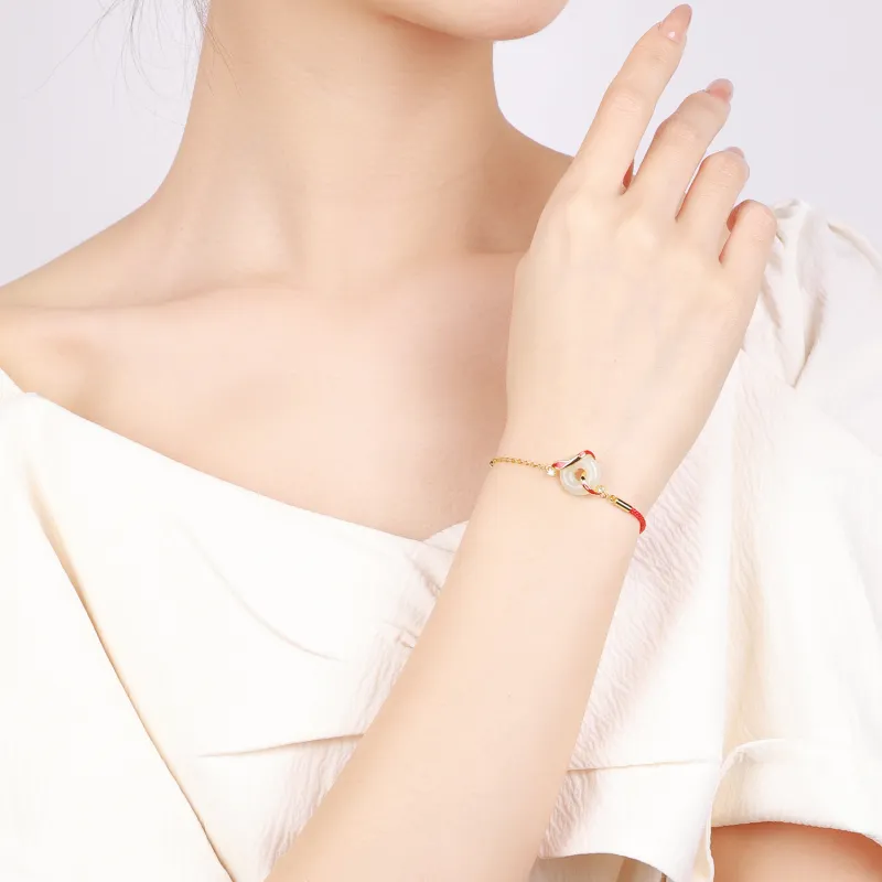 CHINA GOLD Hetian Jade Bracelets Pale Greenish White Jade Women's-6