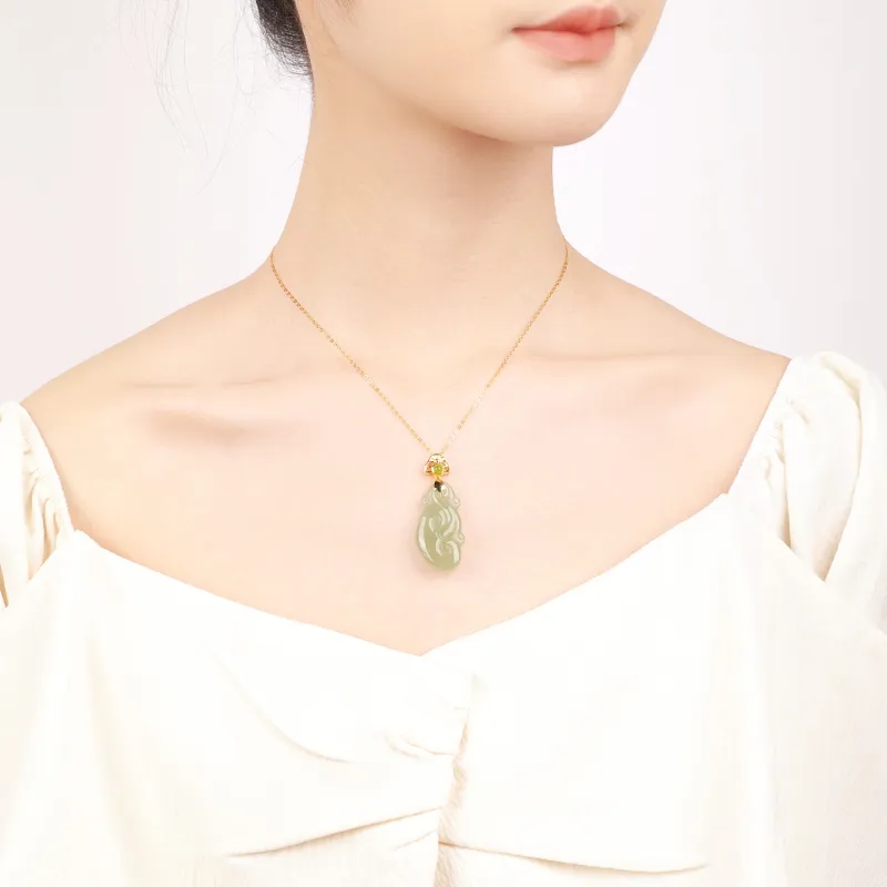 CHINA GOLD Hetian Jade Pendants Pale Greenish White Jade Women's-5