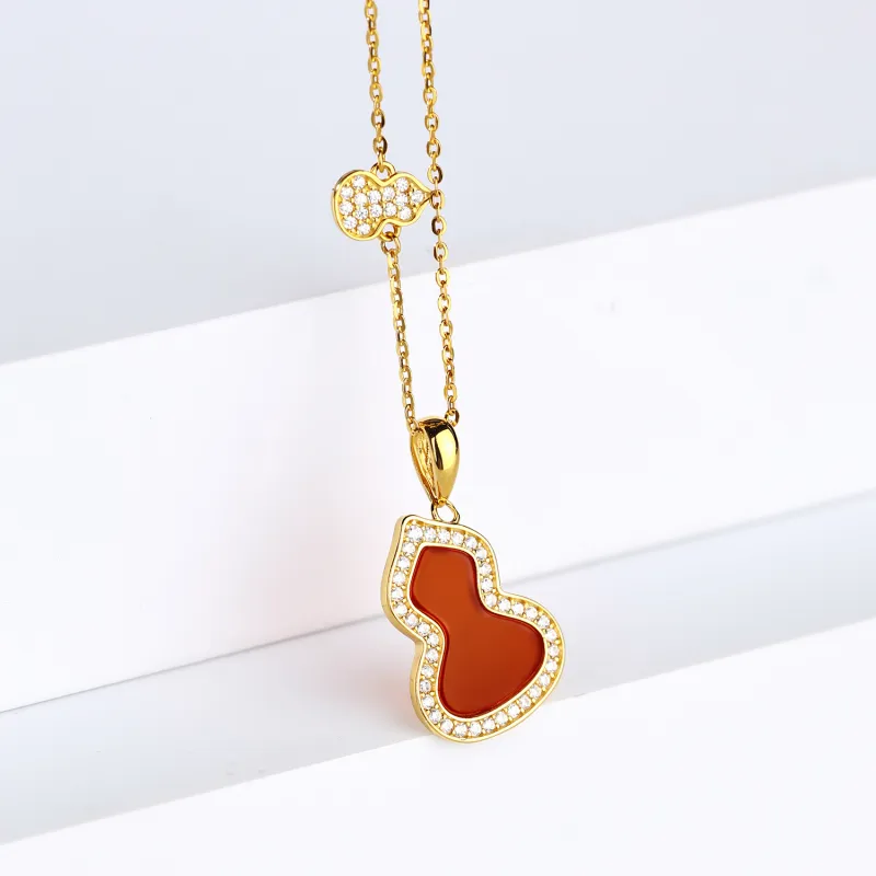 CHINA GOLD Agate Necklaces Women's-2