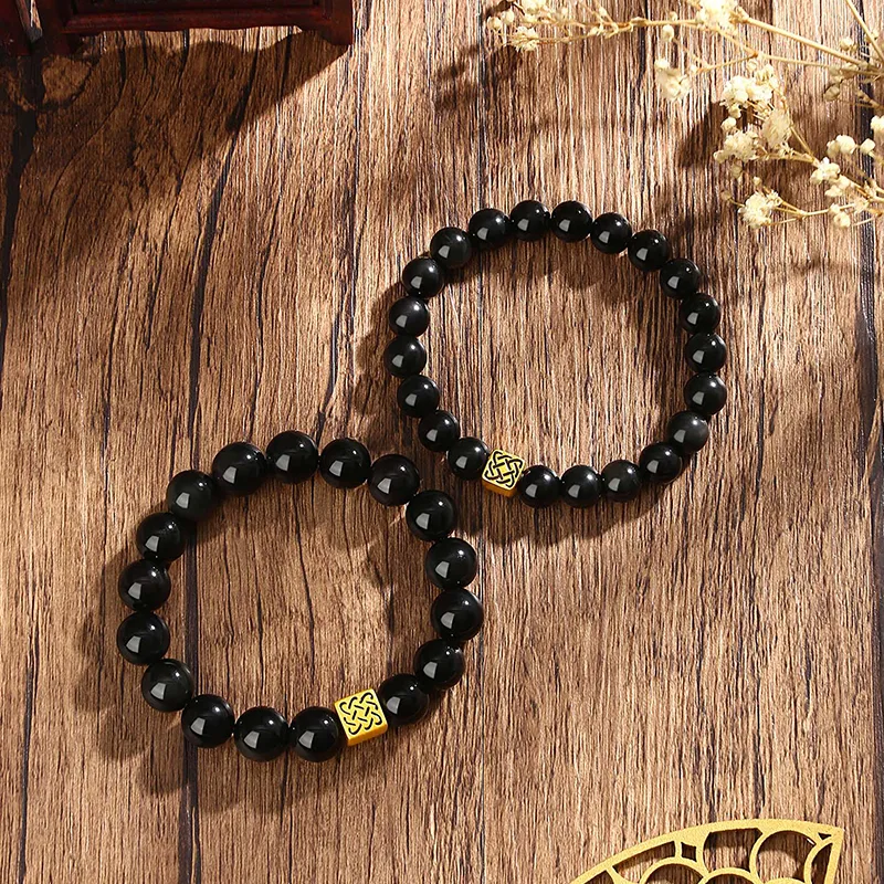 CHINA GOLD Obsidian Bracelets Women's-3