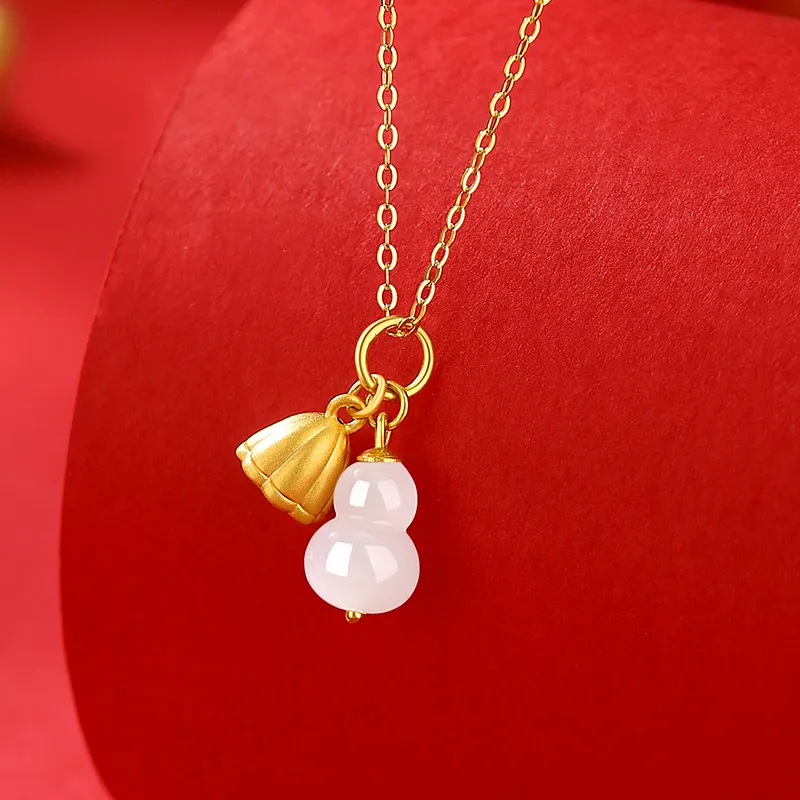 CHINA GOLD Hetian Jade Necklaces White Jade/Pale Greenish White Jade Women's-2