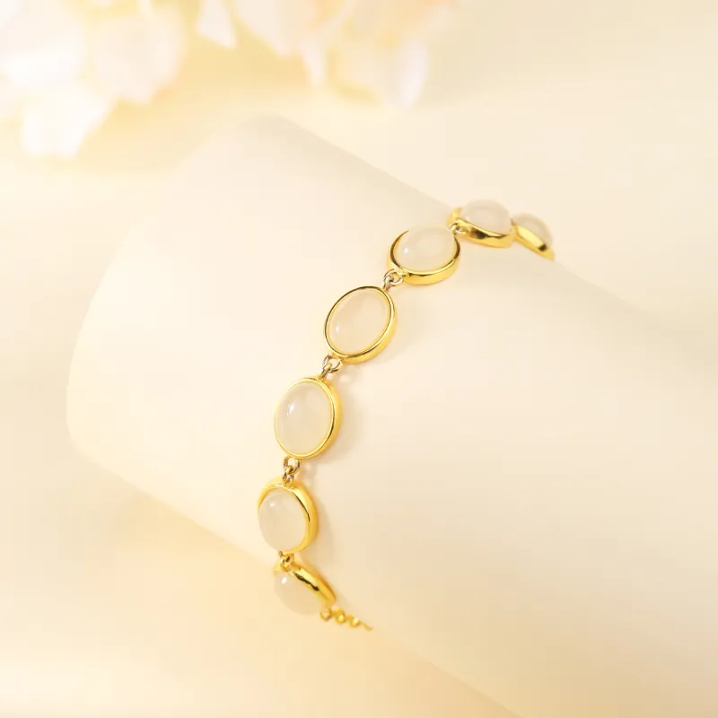 CHINA GOLD Hetian Jade Bracelets Pale Greenish White Jade Women's-2