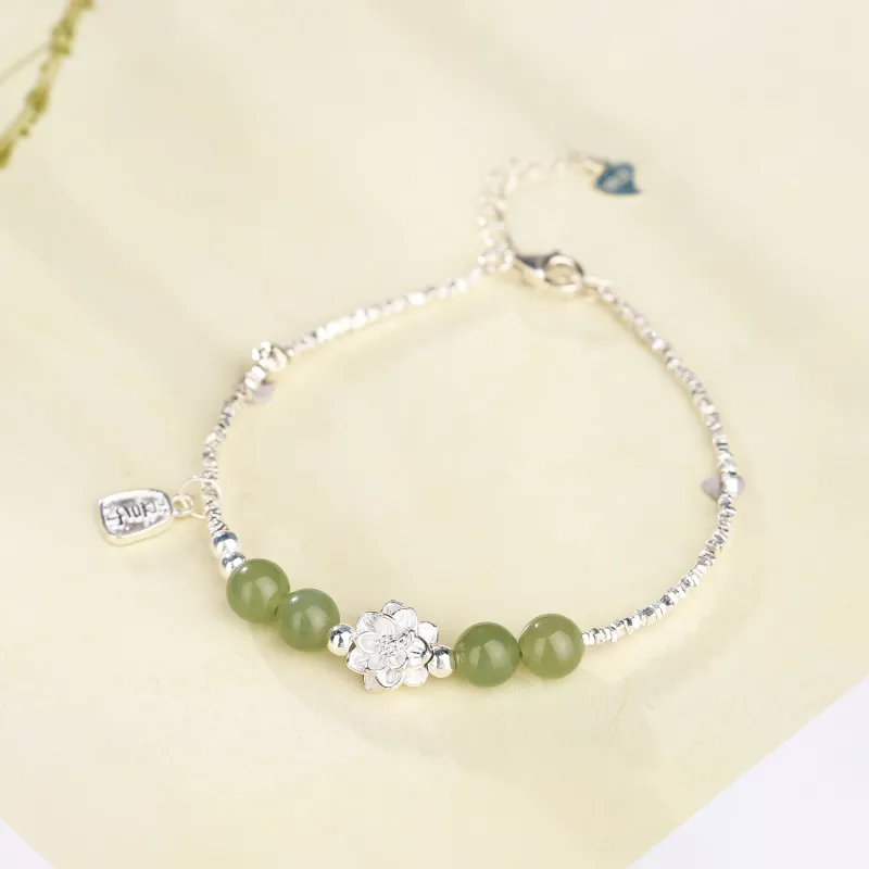 CHINA GOLD Hetian Jade Bracelets Pale Greenish White Jade Women's-5