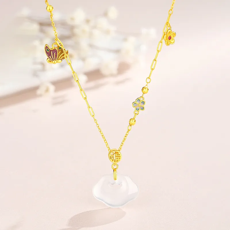 CHINA GOLD Chalcedony Necklaces Women's-1