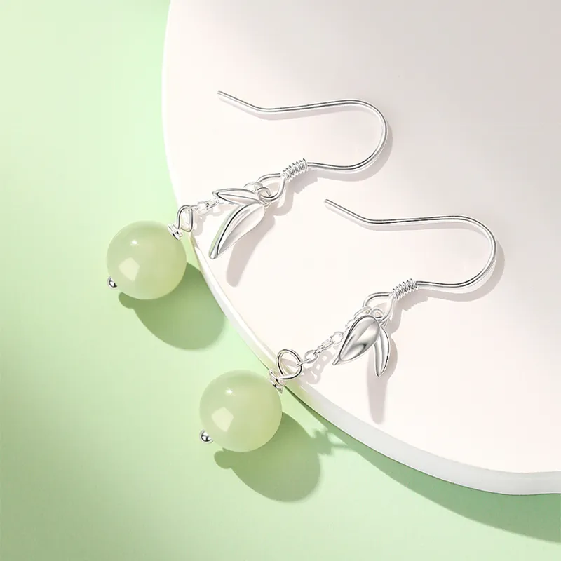 CHINA GOLD Earrings White Jade/Pale Greenish White Jade Women's-1