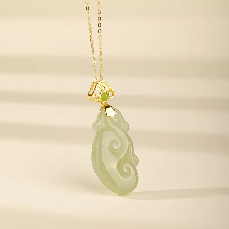 CHINA GOLD Hetian Jade Pendants Pale Greenish White Jade Women's-3