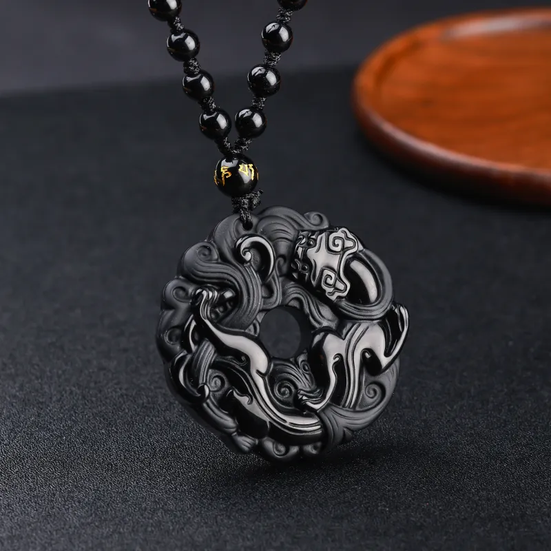 CHINA GOLD Natural Obsidian Necklaces Unisex-2