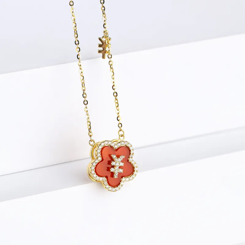 CHINA GOLD Agate Necklaces Women's-2