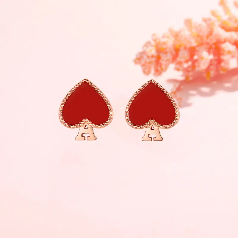 CHINA GOLD Agate Stud Earrings Women's-3