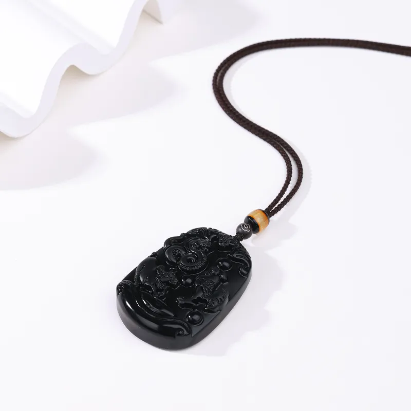 CHINA GOLD Natural Obsidian Necklaces Unisex-3