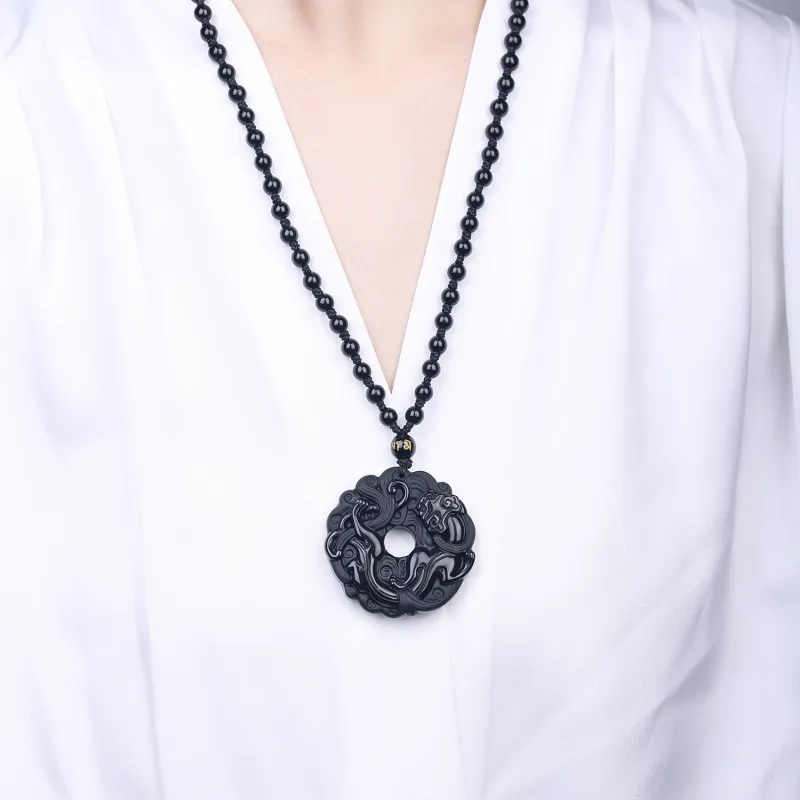CHINA GOLD Natural Obsidian Necklaces Unisex-5