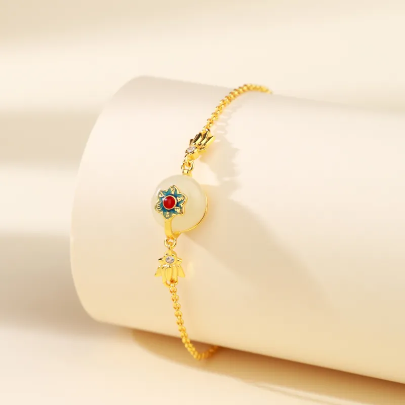 CHINA GOLD Hetian Jade Bracelets Pale Greenish White Jade Women's-3