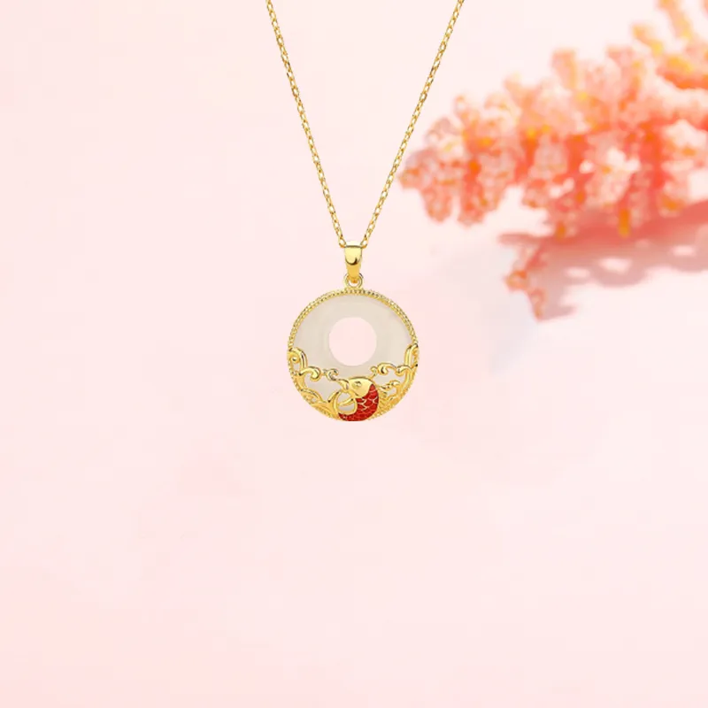 CHINA GOLD Chalcedony Jade Necklaces Women's-3