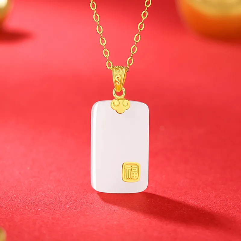 CHINA GOLD Hetian Jade Necklaces White Jade/Pale Greenish White Jade Women's-1